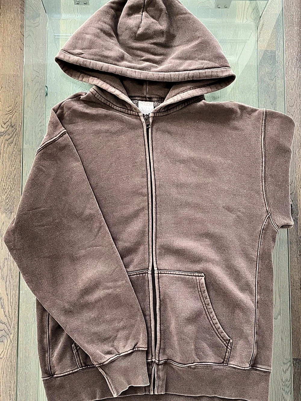 TNA by Aritzia Cozy Fleece Boyfriend Zip Hoodie in GD Rich Mocha Brown | Size S